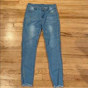 Cute yellow flower blue jeans